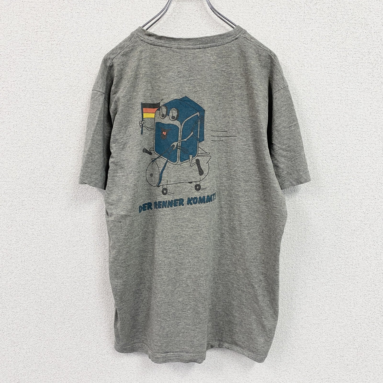 HAKRO　ハクロ　半袖プリントTシャツ　ドイツ　企業ロゴ　両面プリント　クルーネック　灰色　グレー　Lサイズ