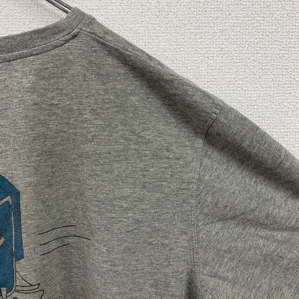HAKRO　ハクロ　半袖プリントTシャツ　ドイツ　企業ロゴ　両面プリント　クルーネック　灰色　グレー　Lサイズ