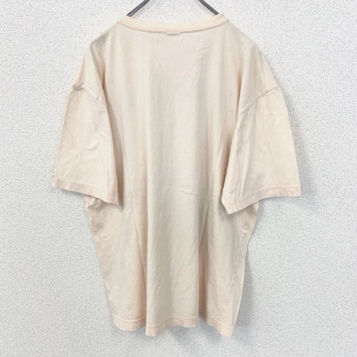 古着 used　lecomte　半袖プリントTシャツ　クルーネック　薄ピンク　レトロ　風景写真デザイン　カジュアル　Lサイズ