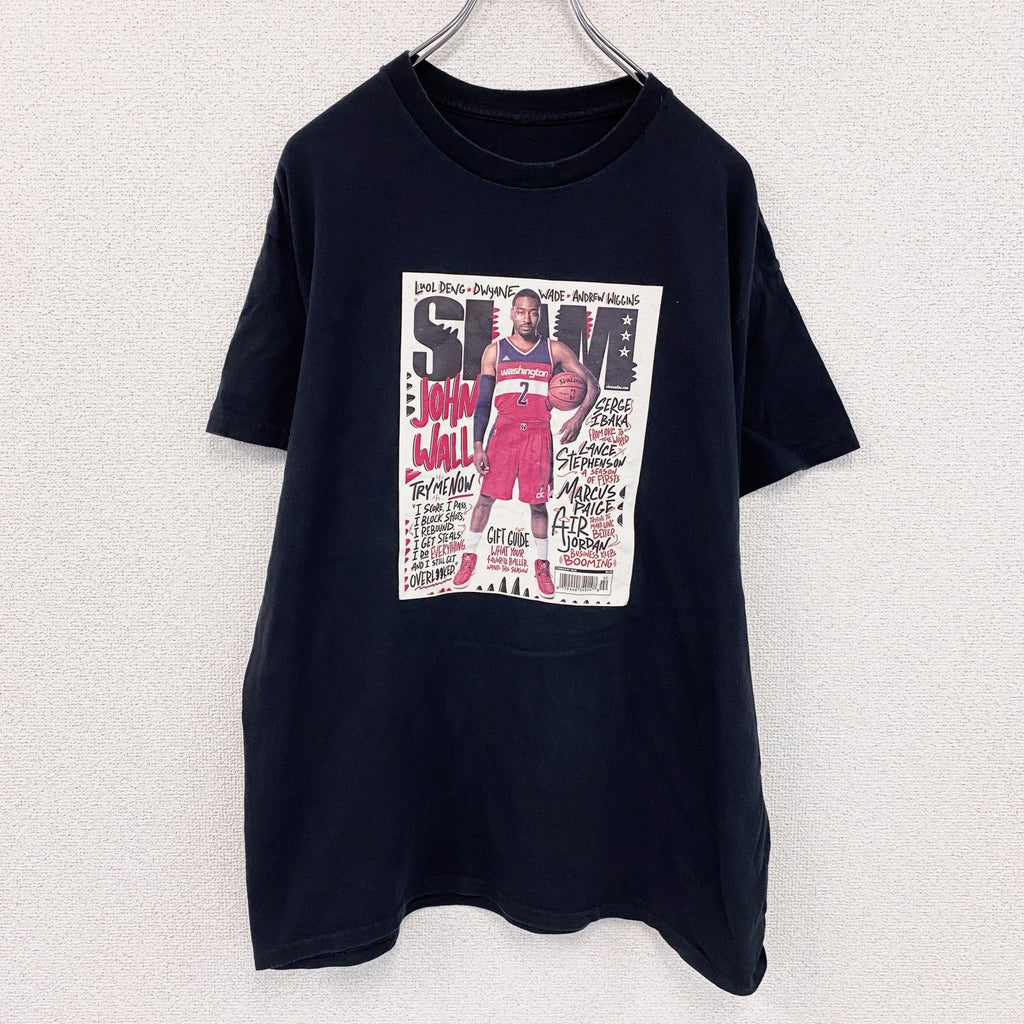 SLAMマガジン　ジョン・ウォール　半袖プリントTシャツ　黒　ブラック