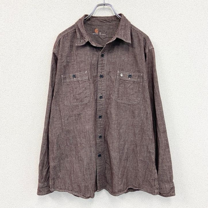 Carhartt　カーハート　長袖シャンブレーシャツ　茶色　ブラウン　XLサイズ