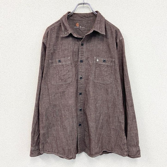 Carhartt　カーハート　長袖シャンブレーシャツ　茶色　ブラウン　XLサイズ