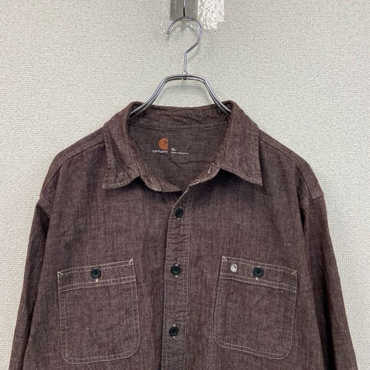 Carhartt　カーハート　長袖シャンブレーシャツ　茶色　ブラウン　XLサイズ