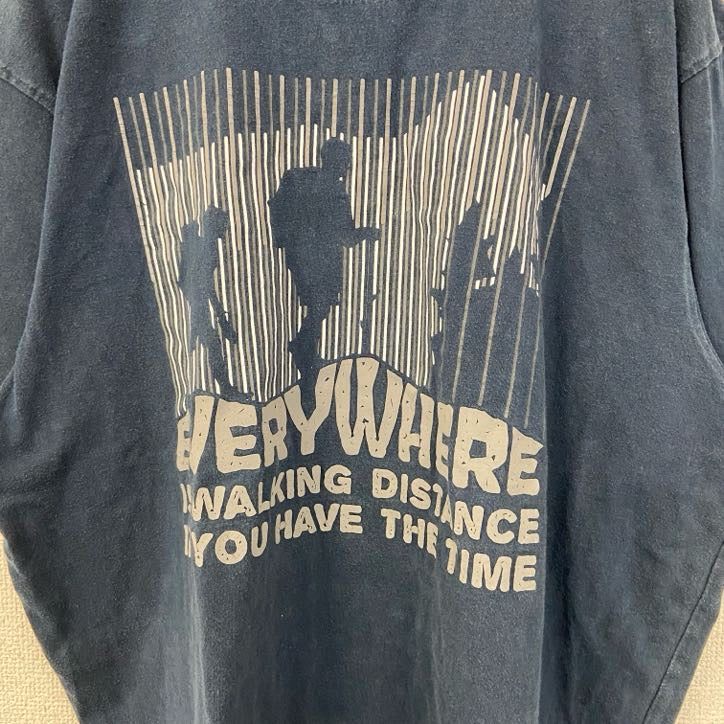 古着 used　MOUNTAINRIDERS　半袖プリントTシャツ　EVERY WHERE　クルーネック　ネイビー　Lサイズ