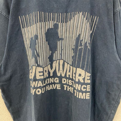 古着 used　MOUNTAINRIDERS　半袖プリントTシャツ　EVERY WHERE　クルーネック　ネイビー　Lサイズ