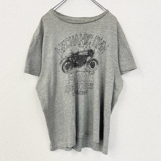 PETROL INDUSTRIES　半袖プリントTシャツ　5連プリント　アーチプリント　バイク　灰色　グレー　2XLサイズ