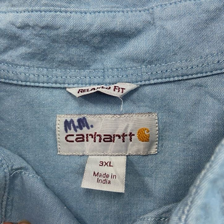 Carhartt　カーハート　長袖シャンブレーシャツ　ボタンダウンシャツ　水色　ライトブルー　3XLサイズ