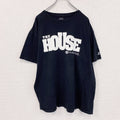 RUSSELL　ラッセル　半袖プリントTシャツ　4連プリント　アーチプリント　カレッジロゴ　クルーネック　黒　ブラック