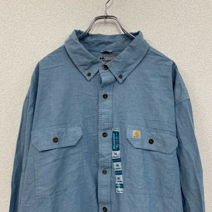 Carhartt　カーハート　長袖シャンブレーシャツ　ボタンダウンシャツ　水色　ライトブルー　3XLサイズ