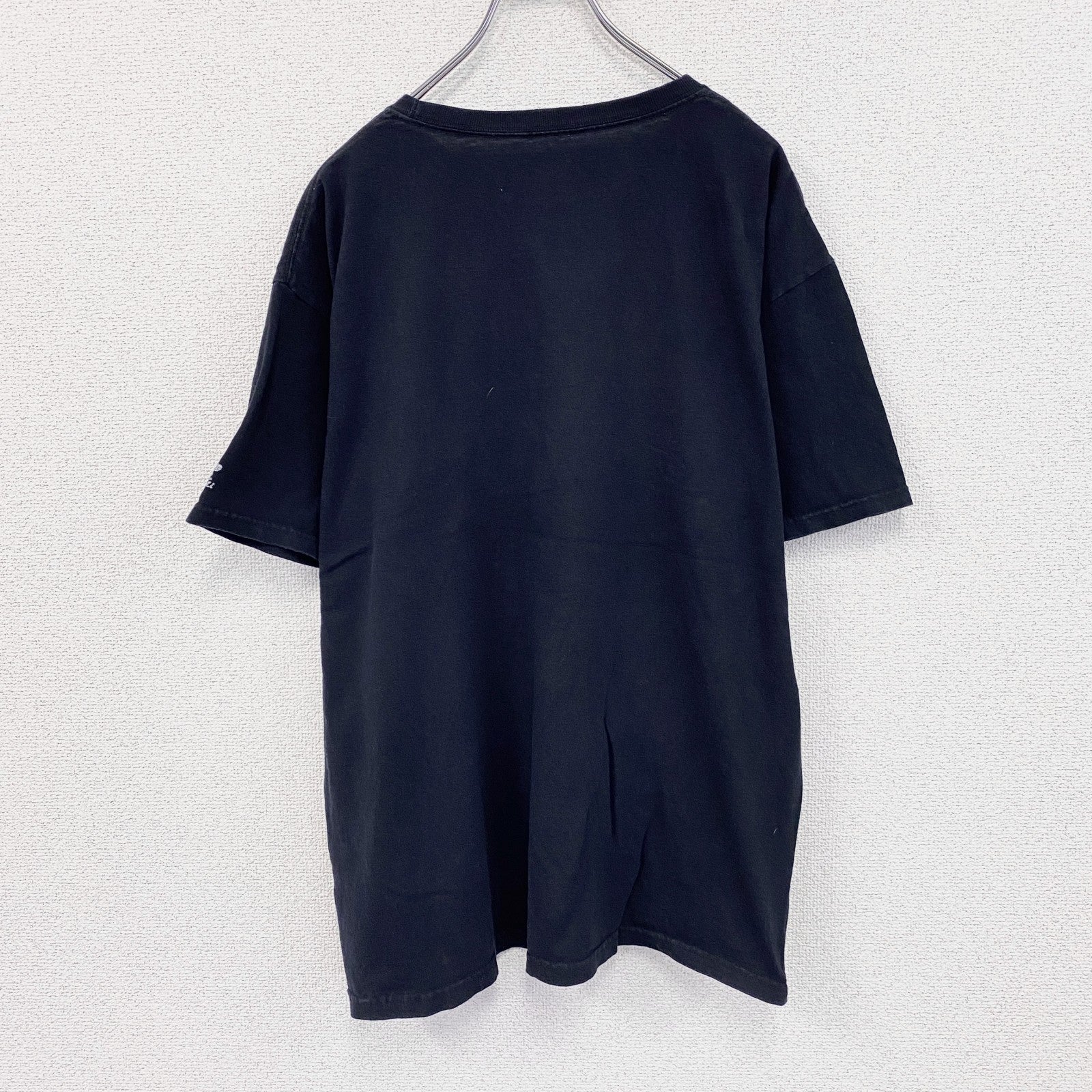 RUSSELL　ラッセル　半袖プリントTシャツ　4連プリント　アーチプリント　カレッジロゴ　クルーネック　黒　ブラック