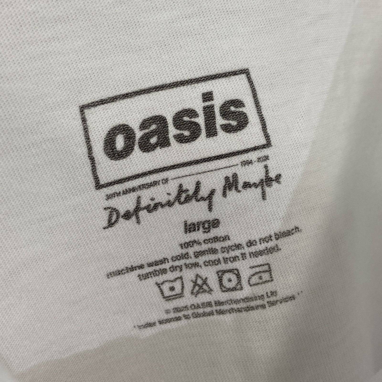 OASIS　オアシス　Decca Logo　半袖ロゴプリントTシャツ　バンドT　オフィシャル　白　ホワイト　Lサイズ【新品・正規品】