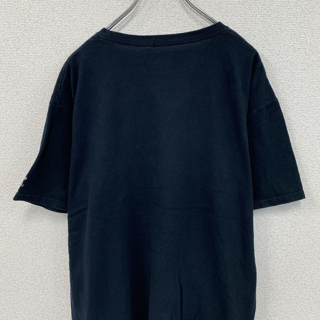 RUSSELL　ラッセル　半袖プリントTシャツ　4連プリント　アーチプリント　カレッジロゴ　クルーネック　黒　ブラック