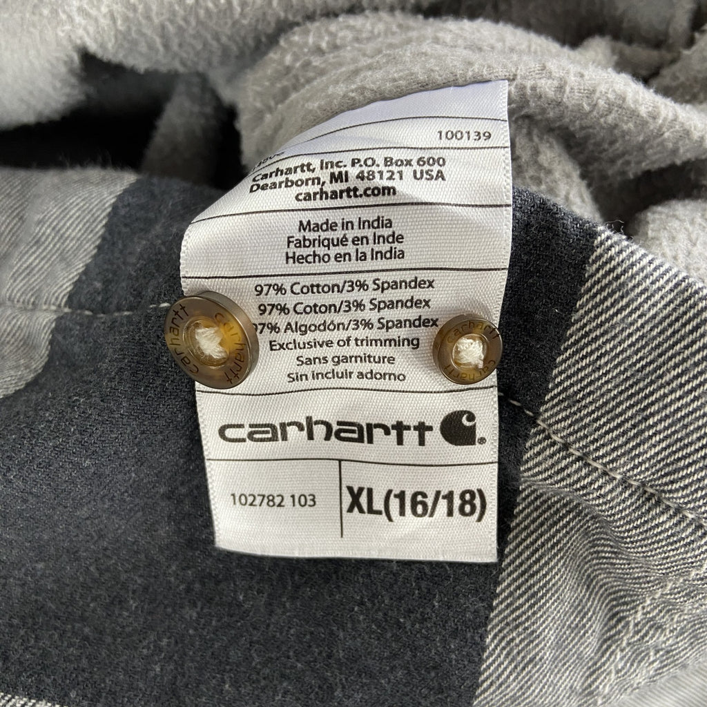 Carhartt　カーハート　シャツジャケット　ネルシャツ　ポケット付き　裏起毛　チェック柄　グレー　XLサイズ