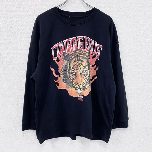 長袖Tシャツ/ロンT　アニマルプリント　黒　ブラック