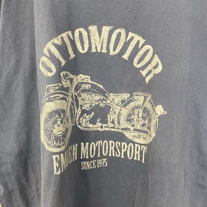 古着 used　IMPERIAL　半袖プリントTシャツ　バイクデザイン　OTTOMOTOR　クルーネック　青　レトロ　2XLサイズ