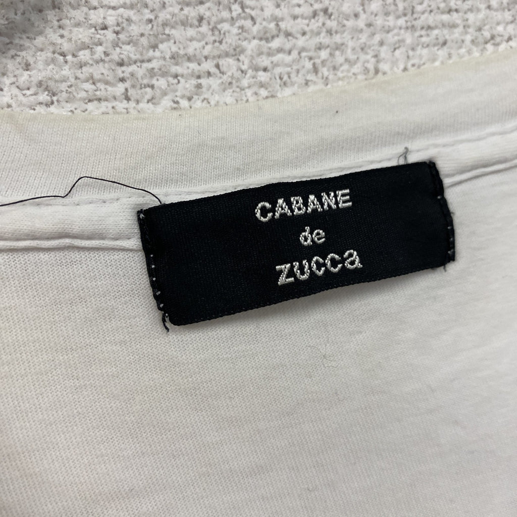 Cabane de ZUCCa　カバンドズッカ　半袖プリントTシャツ　シングルステッチ　白　ホワイト