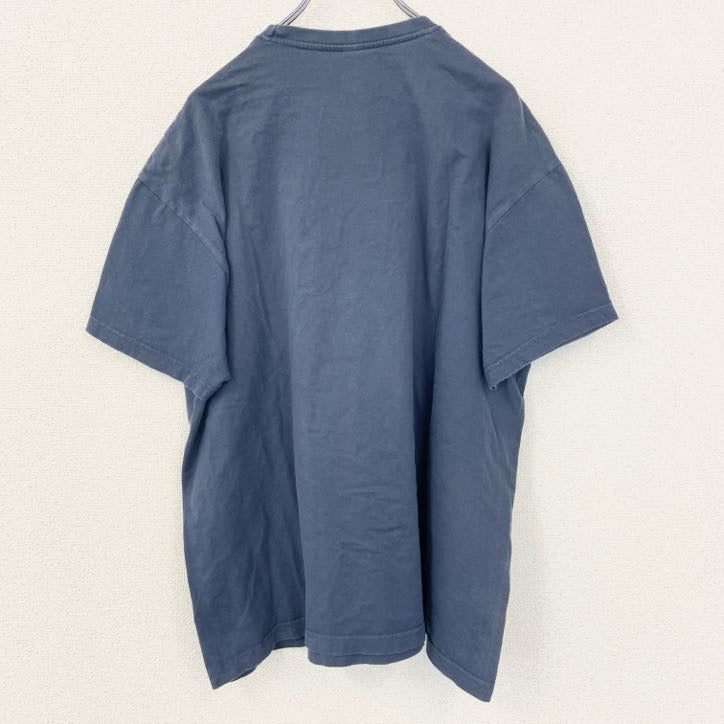 古着 used　IMPERIAL　半袖プリントTシャツ　バイクデザイン　OTTOMOTOR　クルーネック　青　レトロ　2XLサイズ
