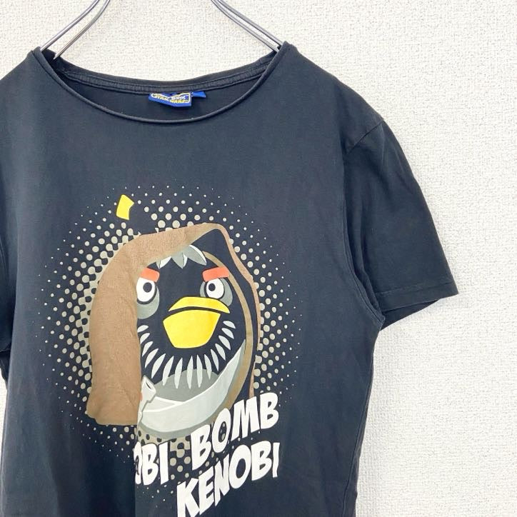 古着 used　ANGRY BIRDS　STARS WARS　半袖キャラクタープリントTシャツ　ボム　クルーネック　黒　Sサイズ