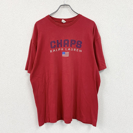 90s　CHAPS　チャップス　Ralph Lauren　半袖プリントTシャツ　星条旗　赤　レッド　Lサイズ