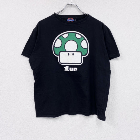 UISSOS　1UPキノコ　半袖プリントTシャツ　黒　ブラック　XLサイズ