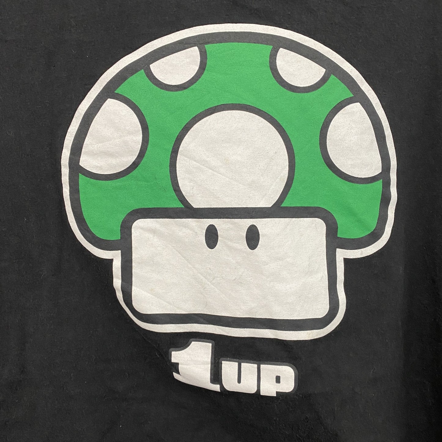 UISSOS　1UPキノコ　半袖プリントTシャツ　黒　ブラック　XLサイズ