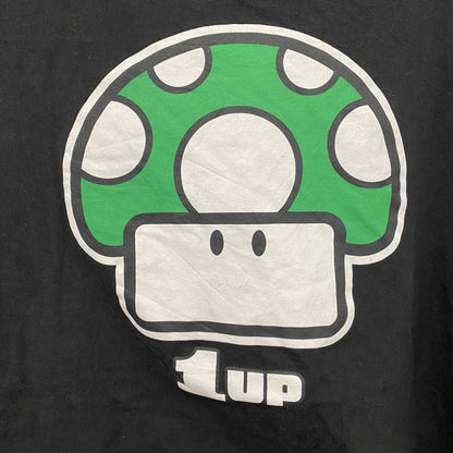 UISSOS　1UPキノコ　半袖プリントTシャツ　黒　ブラック　XLサイズ