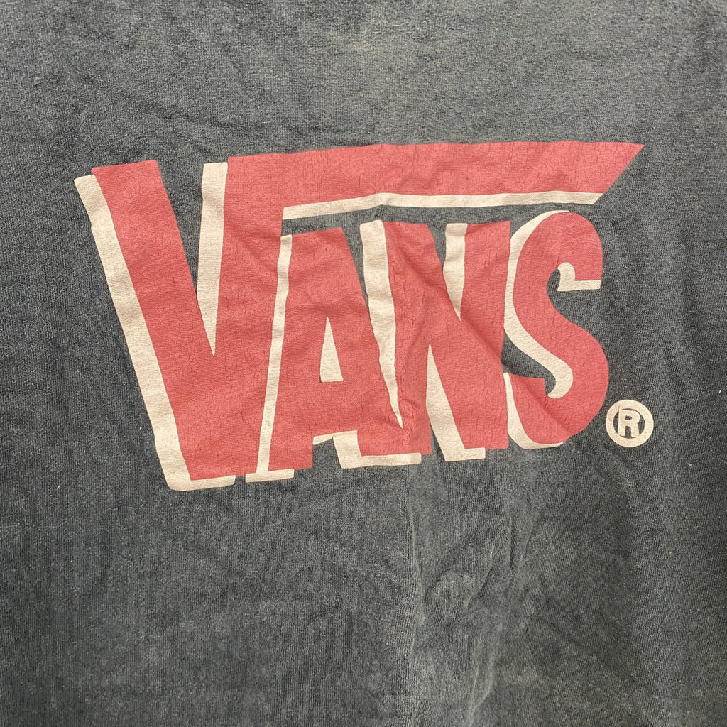90s　VANS　バンズ　半袖プリントTシャツ　シングルステッチ　デカロゴ　ヴィンテージ　黒　ブラック