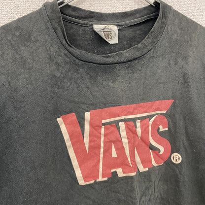 90s　VANS　バンズ　半袖プリントTシャツ　シングルステッチ　デカロゴ　ヴィンテージ　黒　ブラック