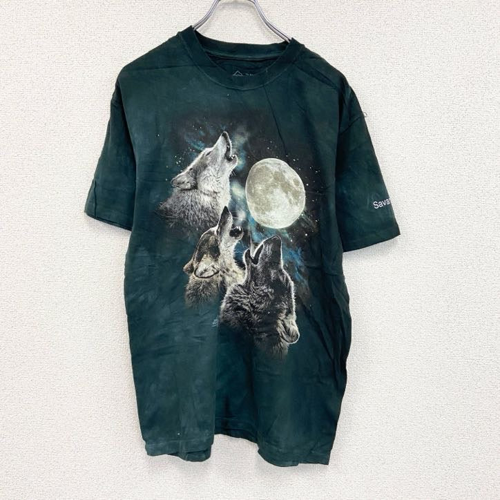THE MOUNTAIN　ザマウンテン　半袖プリントTシャツ　アニマルT　タイダイ　緑　ダークグリーン　Mサイズ