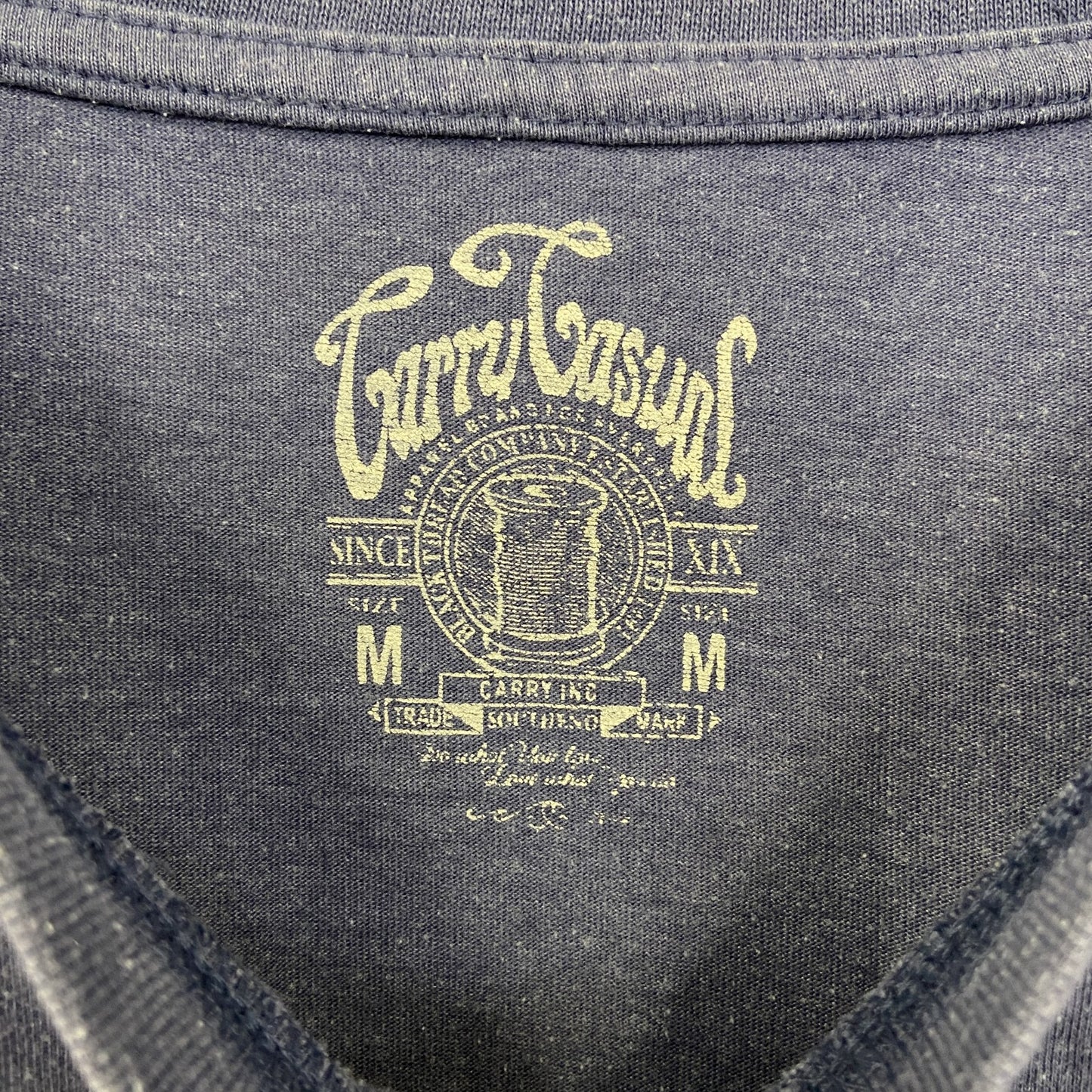 古着 used　Carry Casual　キャリー カジュアル　半袖デザインプリントTシャツ　バイク　クルーネック　青　Mサイズ