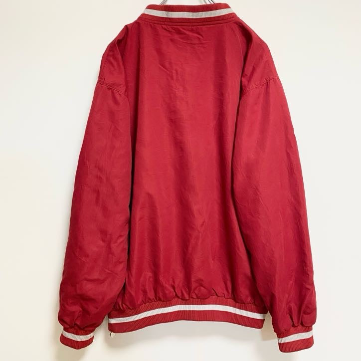 古着 used　JOE COLLEGE SPORTS　長袖Vネックカレッジナイロンプルオーバー　オハイオ州立大学　赤　Mサイズ