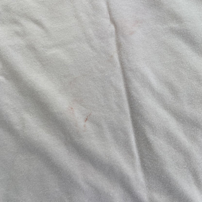 古着 used　lecomte　半袖プリントTシャツ　クルーネック　薄ピンク　レトロ　風景写真デザイン　カジュアル　Lサイズ