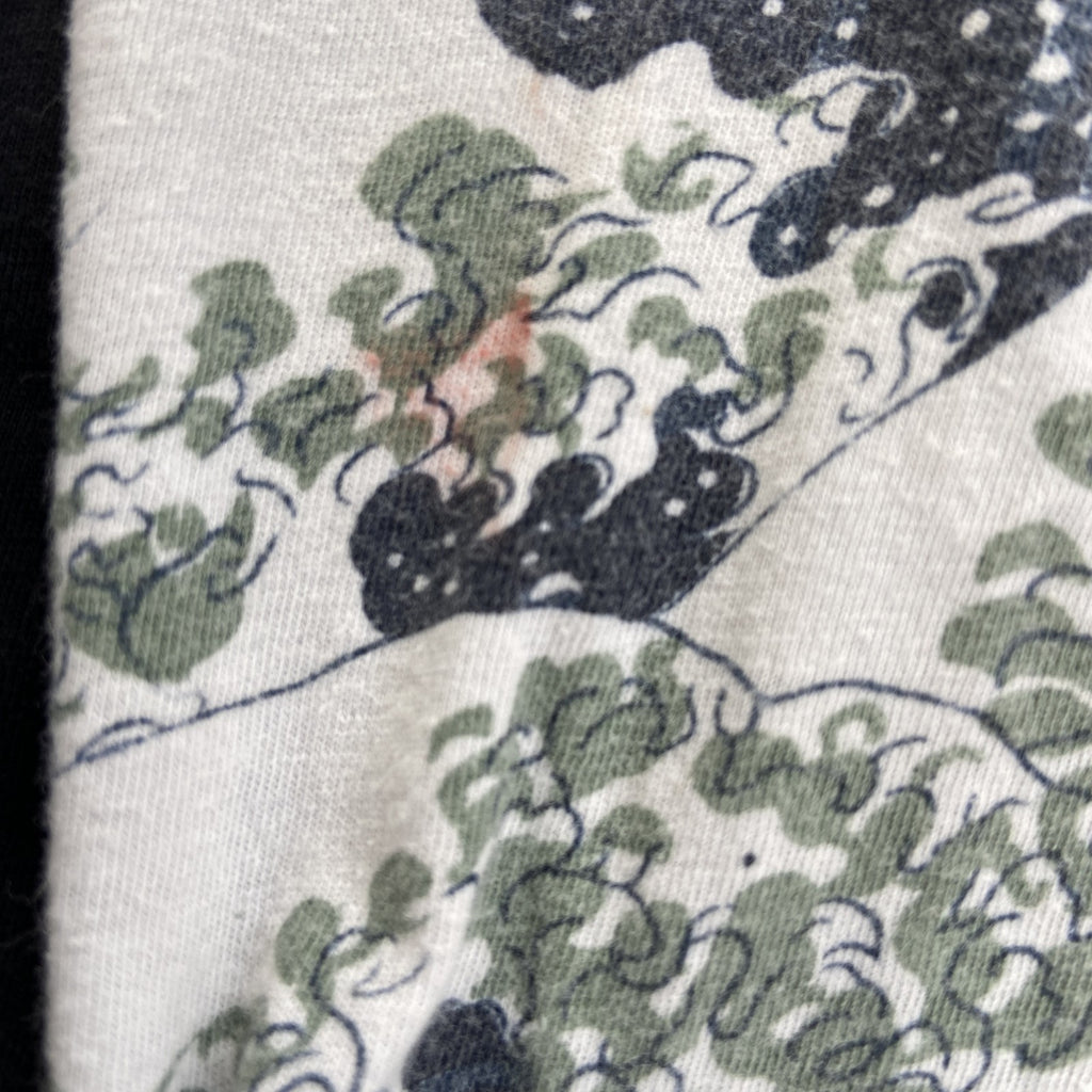 古着 used　P&N　半袖プリントTシャツ　浮世絵　葛飾北斎　和柄デザイン　蔦屋重三郎　波　クルーネック　黒　XLサイズ