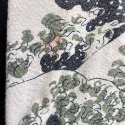 古着 used　P&N　半袖プリントTシャツ　浮世絵　葛飾北斎　和柄デザイン　蔦屋重三郎　波　クルーネック　黒　XLサイズ