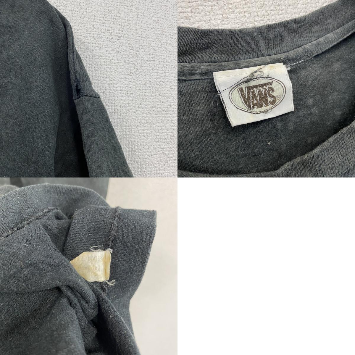 90s　VANS　バンズ　半袖プリントTシャツ　シングルステッチ　デカロゴ　ヴィンテージ　黒　ブラック