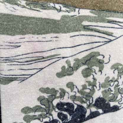 古着 used　P&N　半袖プリントTシャツ　浮世絵　葛飾北斎　和柄デザイン　蔦屋重三郎　波　クルーネック　黒　XLサイズ