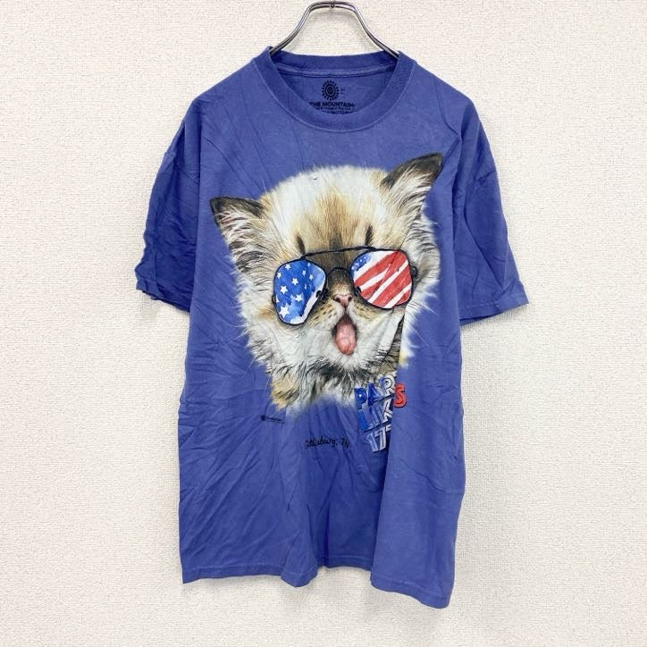 THE MOUNTAIN　ザマウンテン　半袖プリントTシャツ　アニマルT　タイダイ　青　ブルー　Lサイズ