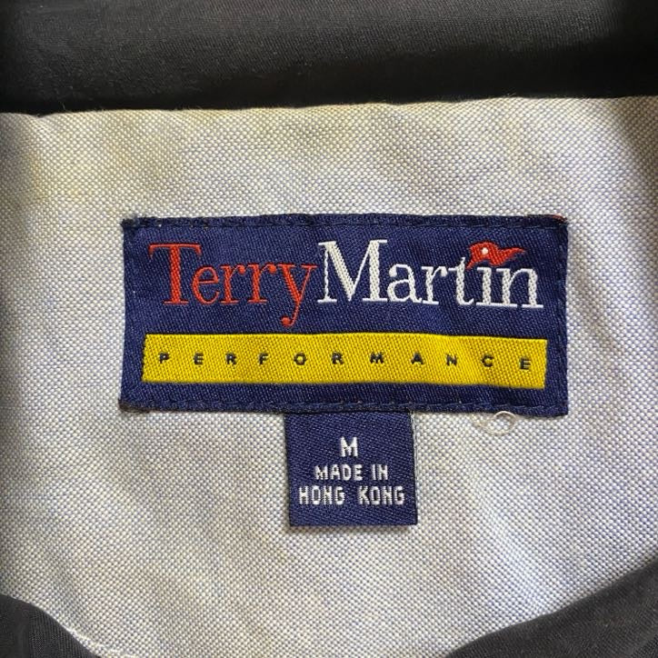 古着 used　TerryMartin　長袖ハイネックブルゾン　ワンポイント刺繍ジャンパー　ゴルフ　ライトベージュ　Mサイズ