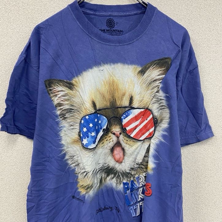 THE MOUNTAIN　ザマウンテン　半袖プリントTシャツ　アニマルT　タイダイ　青　ブルー　Lサイズ