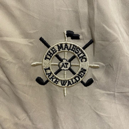 古着 used　TerryMartin　長袖ハイネックブルゾン　ワンポイント刺繍ジャンパー　ゴルフ　ライトベージュ　Mサイズ