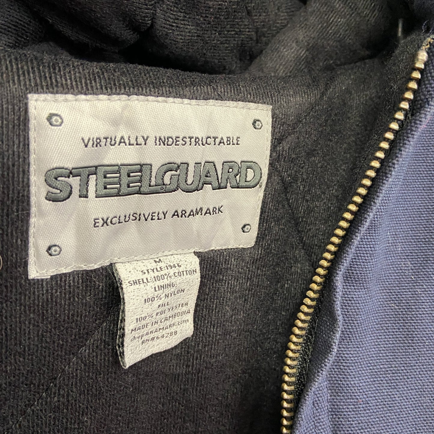 STEELGUARD　フルジップダックパーカー　刺繡ロゴ　紺　ネイビー　Mサイズ