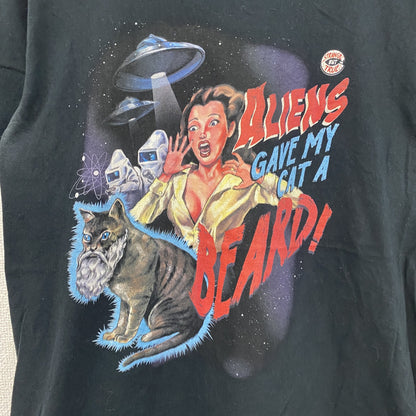 ANVIL　アンヴィル　Aliens Gave My Cat A Beard　スティーブンローズ　半袖プリントTシャツ　黒　ブラック　Lサイズ