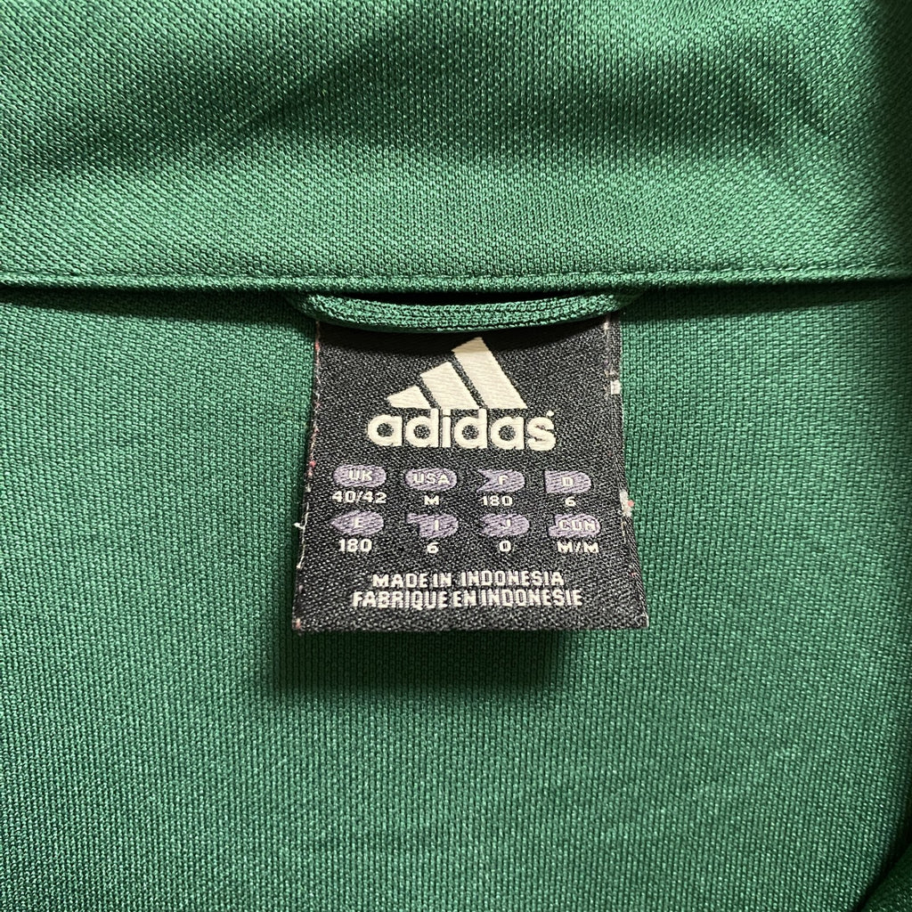 古着 used　adidas　アディダス　長袖フルジップトラックジャケット　ジャージ　ワンポイント刺繍　緑　グリーン　Lサイズ