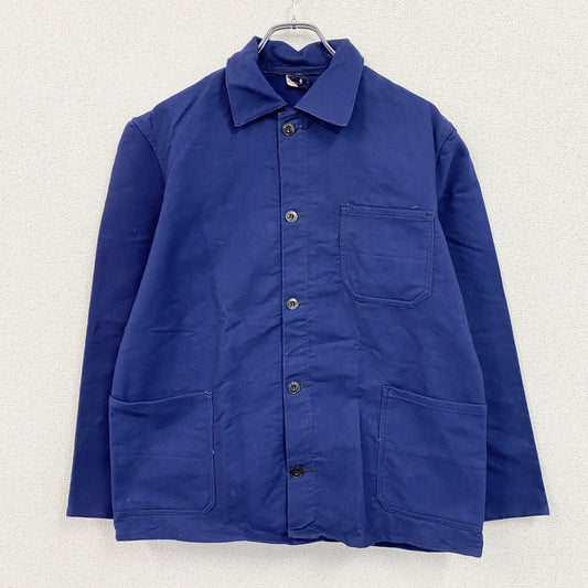 ～70s　SANFOR　サンフォ　ユーロワークジャケット　3つポケット　デカポケット　ヴィンテージ　青　ブルー　50サイズ