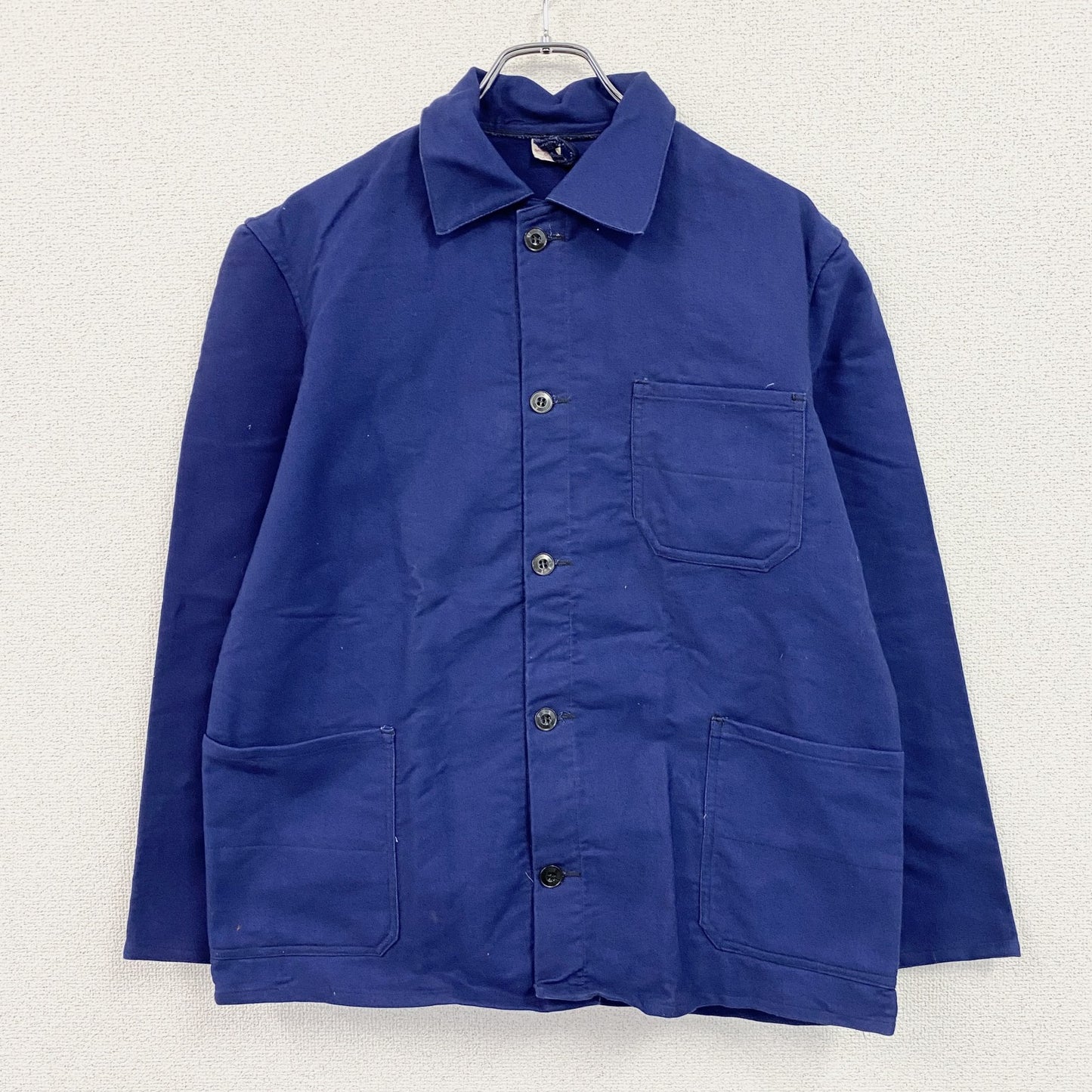 ～70s　SANFOR　サンフォ　ユーロワークジャケット　3つポケット　デカポケット　ヴィンテージ　青　ブルー　50サイズ