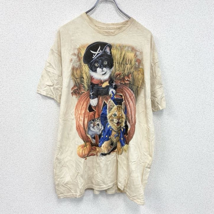 THE MOUNTAIN　ザマウンテン　半袖プリントTシャツ　アニマルT　タイダイ　ベージュ　XLサイズ