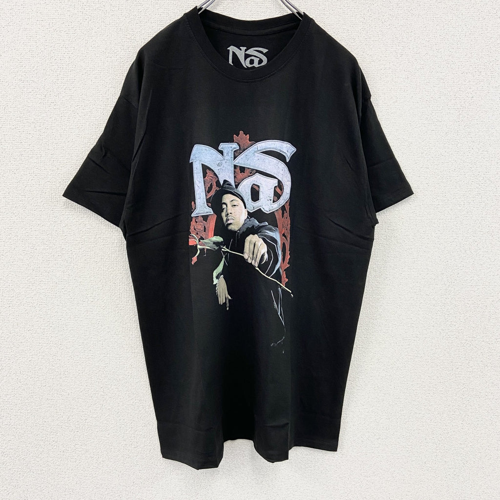Nas　ナズ　Red Rose　半袖フォトプリントTシャツ　ラップT　オフィシャル　黒　ブラック　Lサイズ【新品・正規品】
