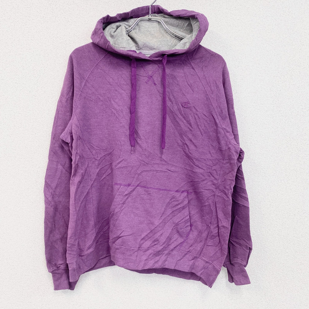 Champion　チャンピオン　スウェットパーカー/フーディー　ラグランスリーブ　前V　刺繍ロゴ　現行　紫　パープル　XLサイズ