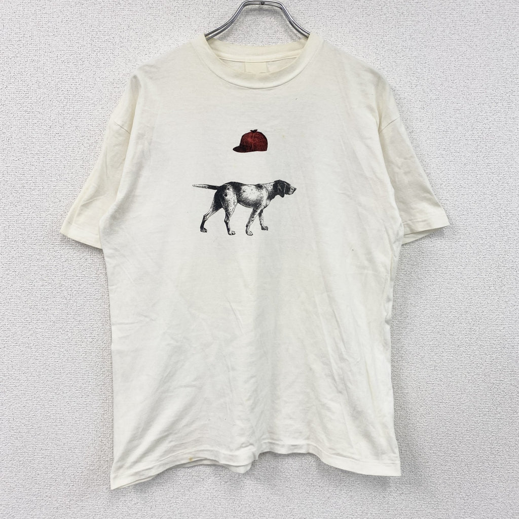 90s　BANANA REPUBLIC　バナナリパブリック　半袖プリントアニマルTシャツ　シングルステッチ　白　ホワイト