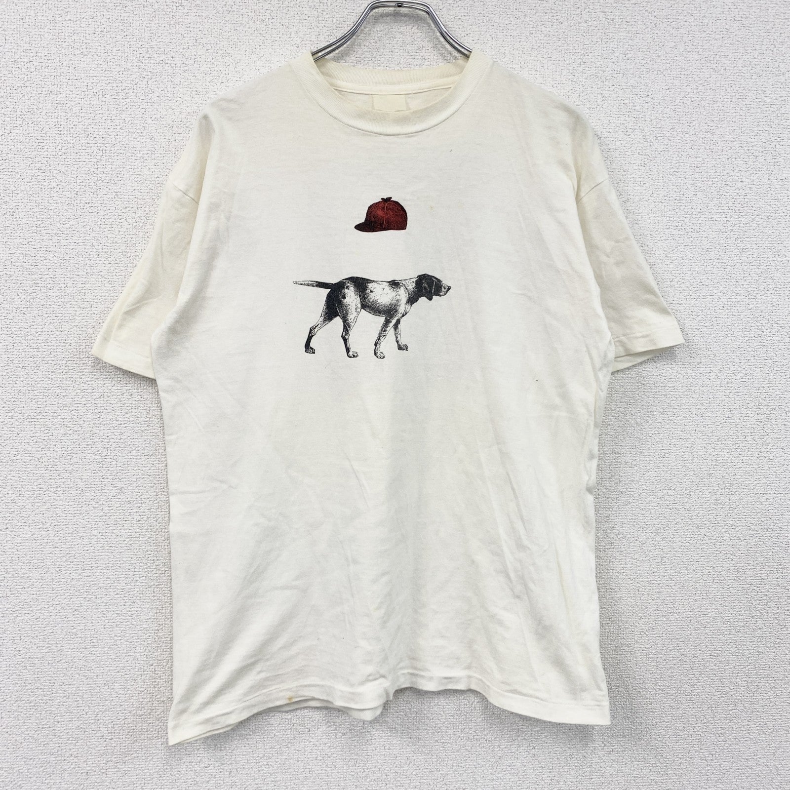 90s　BANANA REPUBLIC　バナナリパブリック　半袖プリントアニマルTシャツ　シングルステッチ　白　ホワイト